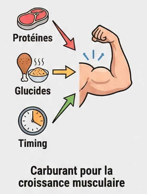 Prise masse musculaire nutrition protéines énergie